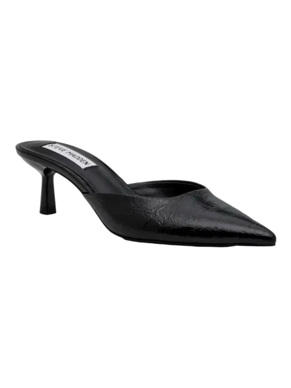 STEVEN MADDEN Textured Leather Black Pointed-Toe Kitten Heel Mule size 7.5M